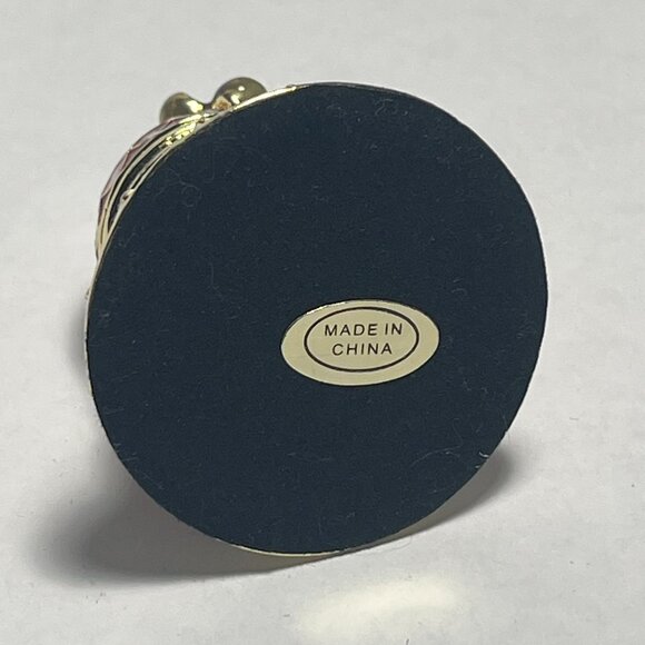 Red and Gold Jingle Bell Jeweled Enamel Trinket Box Hinged Magnetic Collectible - Picture 7 of 7